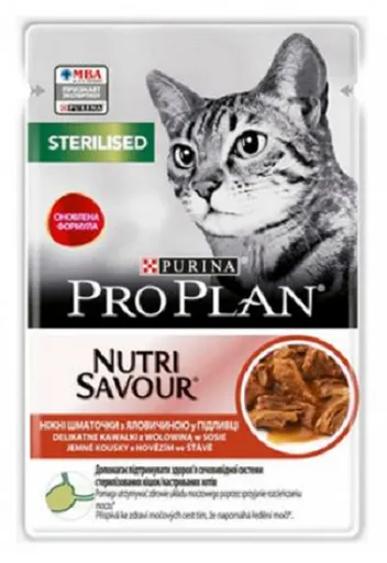 ProPlan MO Cat Adult sterilised hovädzie kapsičky pre kastrované mačky 26x85g