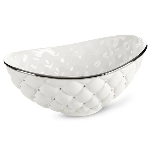 ArtFir Dekoračná miska ADORE 01 | biela/strieborná 35 x 22 x 15 cm