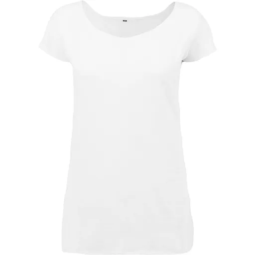 Build Your Brand Dámske tričko s lodičkovým výstrihom - Biela | XS