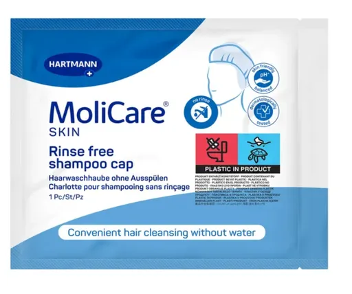 MoliCare SKIN Rinse free shampoo cap čiapka so šampónom a kondicionérom