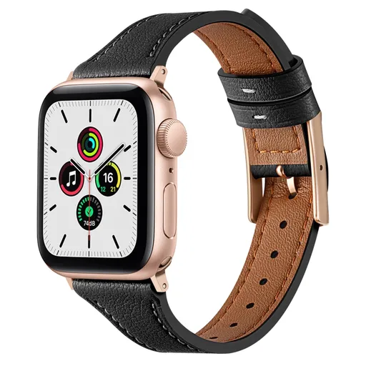 LEATHER Kožený remienok pre Apple Watch SE / SE 2022 / SE 2023 / SE 2025 (40mm) čierny