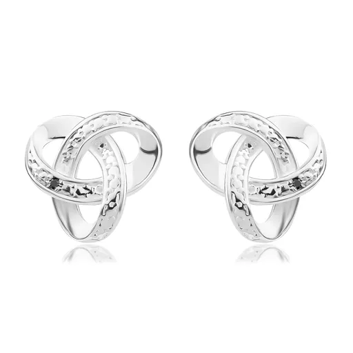 Náušnice v striebre 925 - trojcípy keltský uzol s čiernym zirkónom