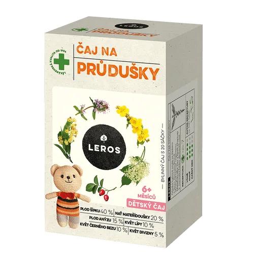 LEROS Detský čaj na priedušky 20 vrecúšok