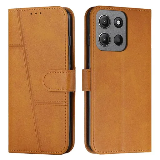 STITCHED Peňaženkový kryt pre Motorola Moto G15 / G15 Power svetlohnedý