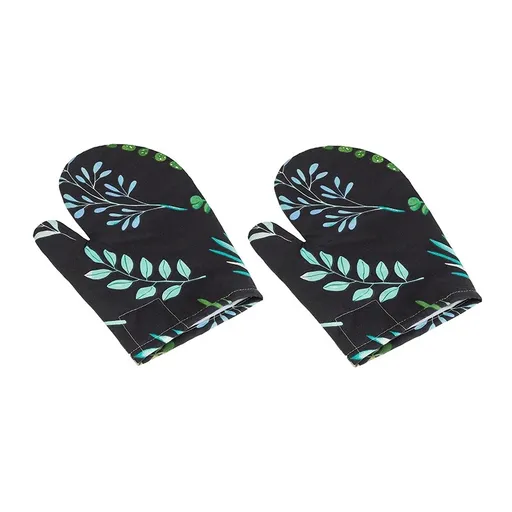 Bellatex Kuchynská chňapka Lístky čierna, 28 x 18 cm, 2 ks