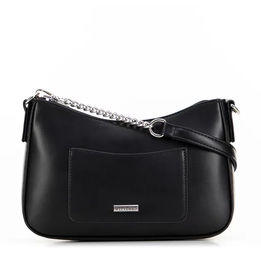 Dámska kabelka bagetka s predným vreckom čierna 99-4Y-614-1