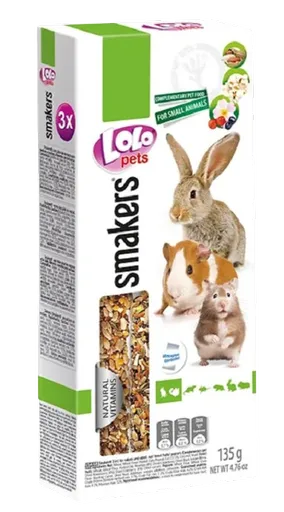 LOLOPets Smakers 3v1 klasy MIX příchutí pro hlodavce 135 g