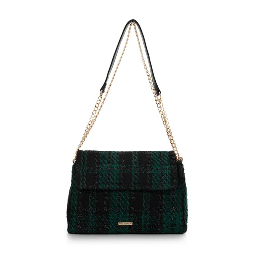 Dámska crossbody kabelka čierno-zelená 99-4Y-413-1Z