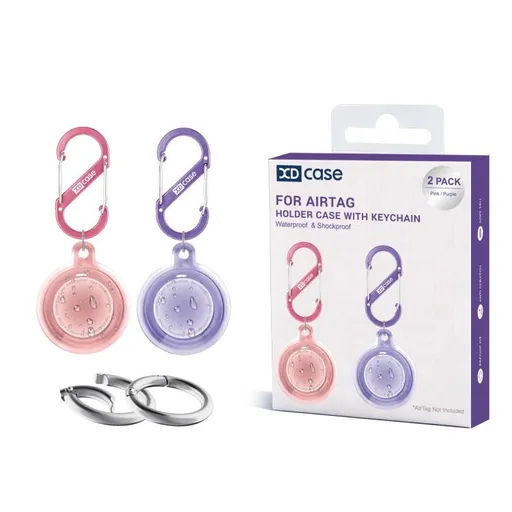 XDCASE 2x Vodotesné puzdro na Apple AirTag PINK + PURPLE