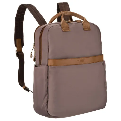 Dámsky béžový nylonový batoh so zipsom a úchytom na kufor – Peterson