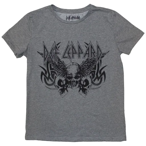 Def Leppard tričko Tribal Skull Šedá S