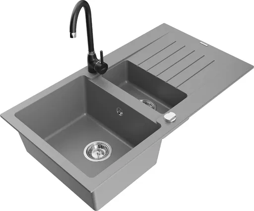 MEXEN/S MEXEN/S - Matias granitový drez 1.5 s odkvapkávačom vrátane batérie Telma, šedá 6502-71-670200-70