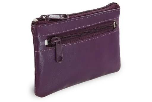 Fialová kožená dvojzipsová kľúčenka 619-0370-76