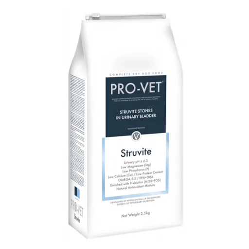 PRO-VET Struvite granule pre psov trpiacich močovými kameňmi 1 ks, Hmotnosť balenia (g): 2,5 kg