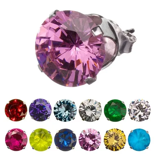 Strieborné puzetové náušnice 925 - mesačný kameň - Farba: Smaragdová zelená