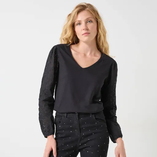 Tričko s dlhými čipkovými rukávmi