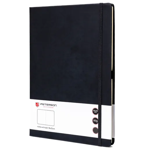 Čierny zápisník B5 s bodkovaným papierom a tvrdou väzbou