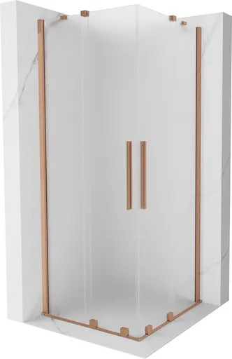 MEXEN/S - Velar Duo sprchovací kút, posuvné dvere 80 x 80, dekor, meď kartáčovaná 871-080-080-32-65