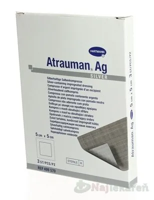 ATRAUMAN AG kompres impregnovaný, obsahuje striebro (5x5cm) 3ks