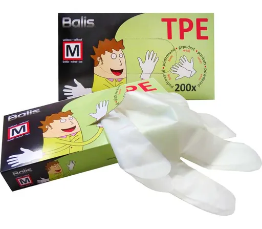 Rukavice TPE jednorazové veľ. M biele 200ks