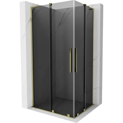 MEXEN/S - Velar L Duo sprchovací kút, posuvné dvere 90 x 80, grafit, zlato 871-090-080-02-43-50