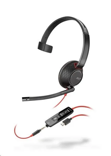 Poly Blackwire 5210 náhlavná súprava, 3.5 mm jack + USB-C/A adaptér, mono (bulk)