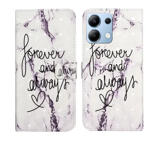 ART Peňaženkový kryt pre Xiaomi Redmi Note 14 WORDS MARBLE