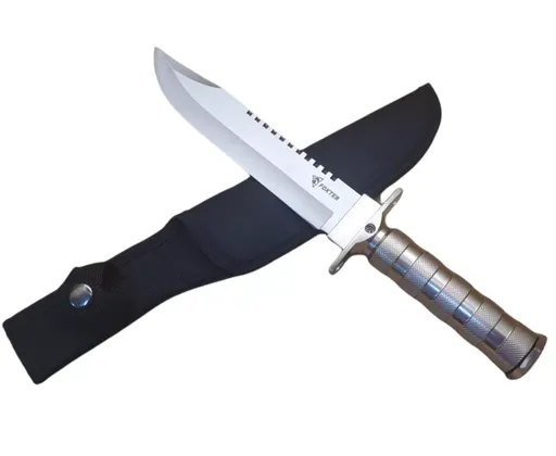Taktický nôž MILITARY FINKA SURVIVAL 35 cm čierny/strieborný, Strieborná