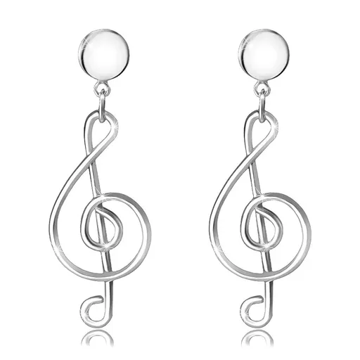 Puzetové strieborné 925 náušnice - hudobný motív, husľový kľúč