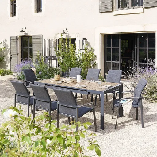 Hliníková jedálenská zostava VANCOUVER 1+8 (antracit)