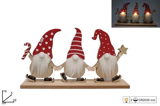 MAKRO - Sada troch drevených škriatkov s osvetlením