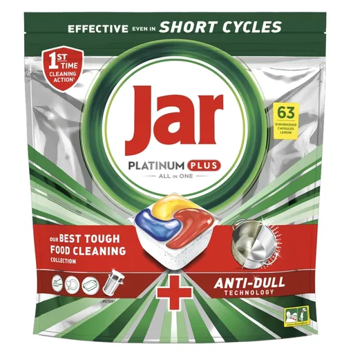 JAR Tablety do umývačky Platinum Plus All-in-One Yellow 63 ks