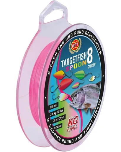 Wft splietaná šnúra targetfish 8 spoon pink 120 m - 0,06 mm 3,6 kg