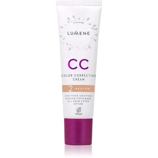 Lumene CC Color Correcting Cream CC krém pre jednotný tón pleti SPF 20 odtieň 2 Medium (Cool) 30 ml