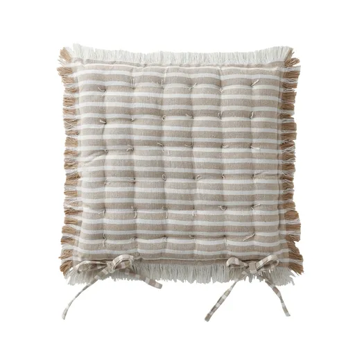 Súprava 2 pruhovaných sedákov so strapcami na stoličku