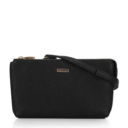 Crossbody z ekoskóry dwukomorowa czarno - złota 29-4Y-607-1G