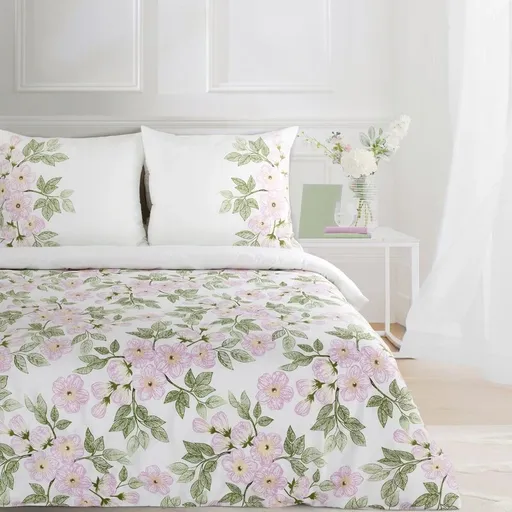 ArtFir Obliečky na jednolôžko NIKA 44 | biela/ružová 140 x 200 cm