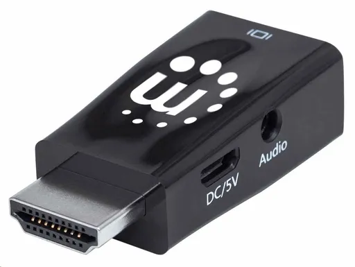 Manhattan adaptér HDMI na VGA, Micro Converter, HDMI Male na VGA Female, audio, čierna