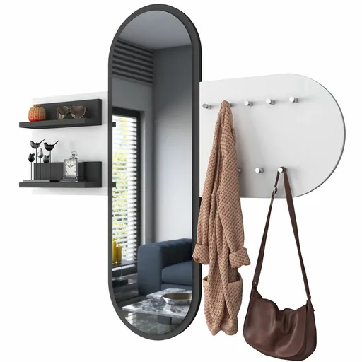 Nástenný vešiak so zrkadlom Pomi White