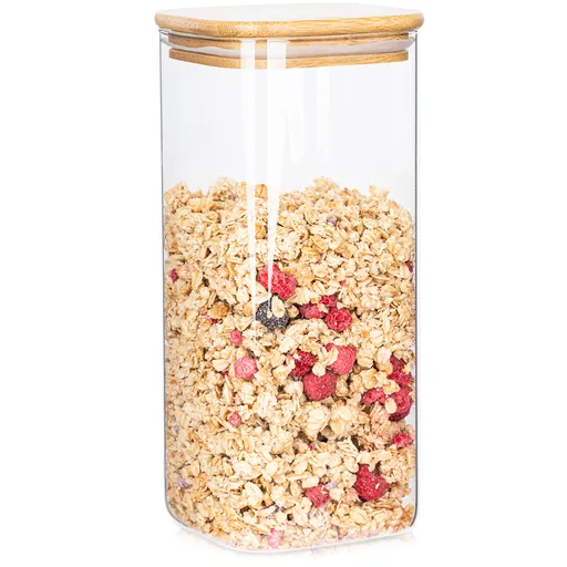 4Home Sklenená dóza na potraviny s viečkom Bamboo, 1500 ml, 1500 ml
