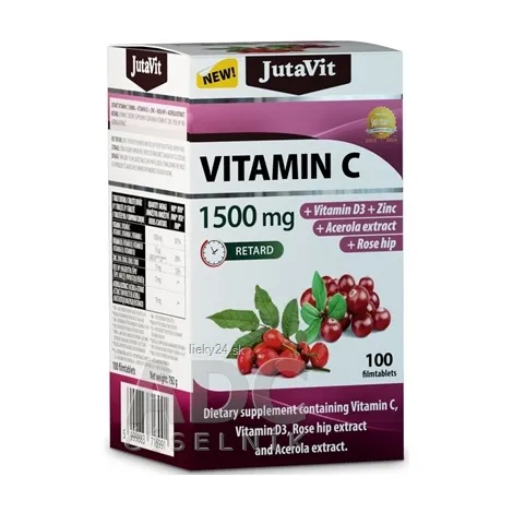 JutaVit Vitamín C 1500mg  + vitamín D3 + zinok + šípky + acerol 100tbl