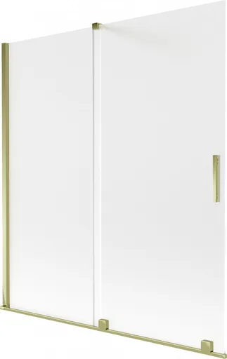 MEXEN/S - Velar dvojkrídlová posuvná vaňová zástena 150 x 150, dekor, zlatá 896-150-000-31-50