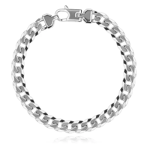 Širší náramok z 925 striebra - skosené oválne očká, vysoko lesklý povrch