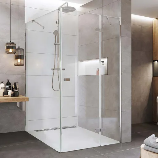 Mereo Sprchovací kút, Novea, obdĺžnik, pántový, 80x100 cm, chróm ALU, sklo Číre, dvere pravé a pevný diel CK10116ZP