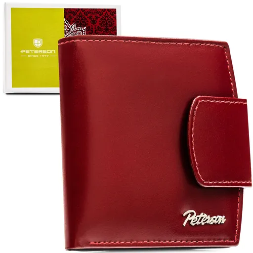 Červená malá dámska kožená peňaženka s RFID ochranou - Peterson