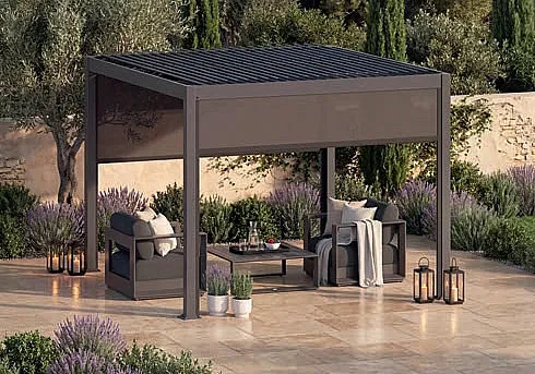 DEOKORK Záhradný kovový altánok ECONOMY 3x3 m (grafit)