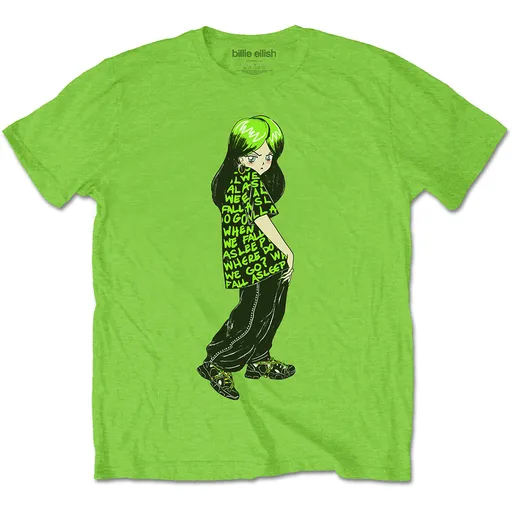 Billie Eilish tričko Anime Billie Zelená L