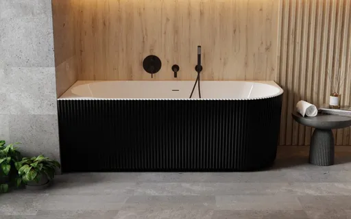 BESCO - Voľne stojaca vaňa DENAYA čierna/biela, sifón so štrbinovým prepadom - Farba - Čierna / biela, Farba sifónu - Čierna, Rozmer vane - 170 × 78 cm, Spôsob prevedenia - Ľavé VANDENA170BWLB