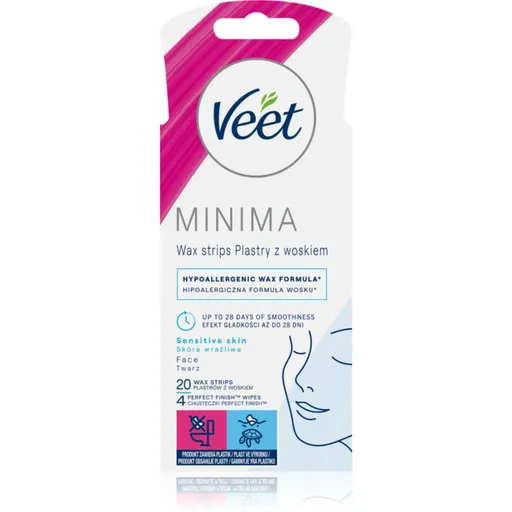 Veet Minima Hypoallergenic voskové depilačné pásiky na tvár 20 ks