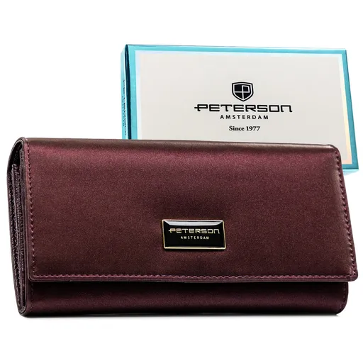 Fialová dámska peňaženka z prírodnej a ekologickej kože so zapínaním na patent - Peterson